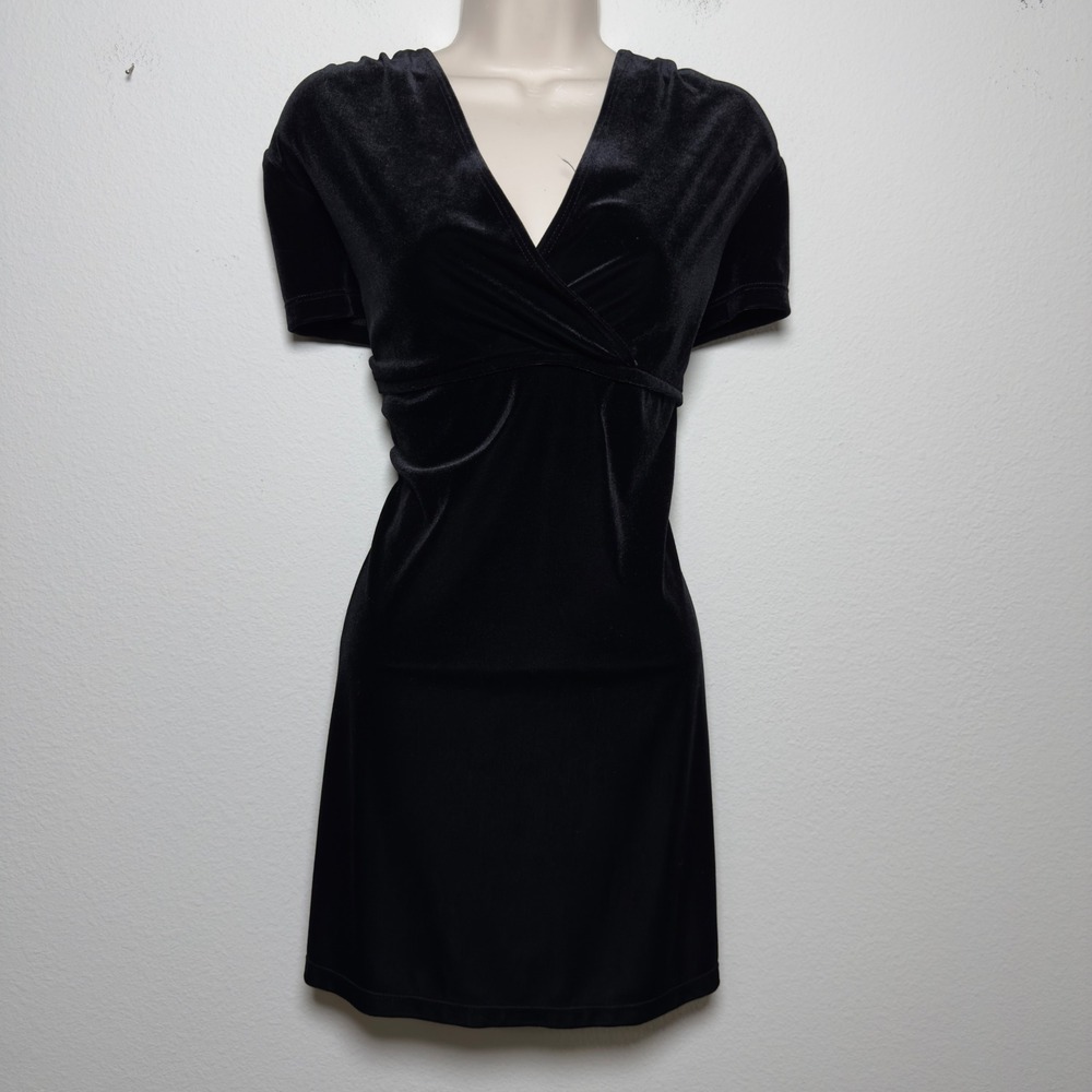 VTG 90s My Michelle Women Babydoll Mini Dress M Black Velvet Holiday Whimsigoth